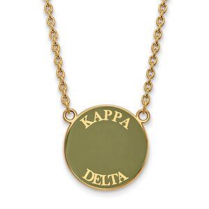14K Plated Silver Kappa Delta Large Enamel Disc Necklace